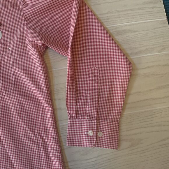 Las Olas Womens Size Medium Embroidered Blouse Red‎ White Checkers Long Sleeve - Picture 8 of 10